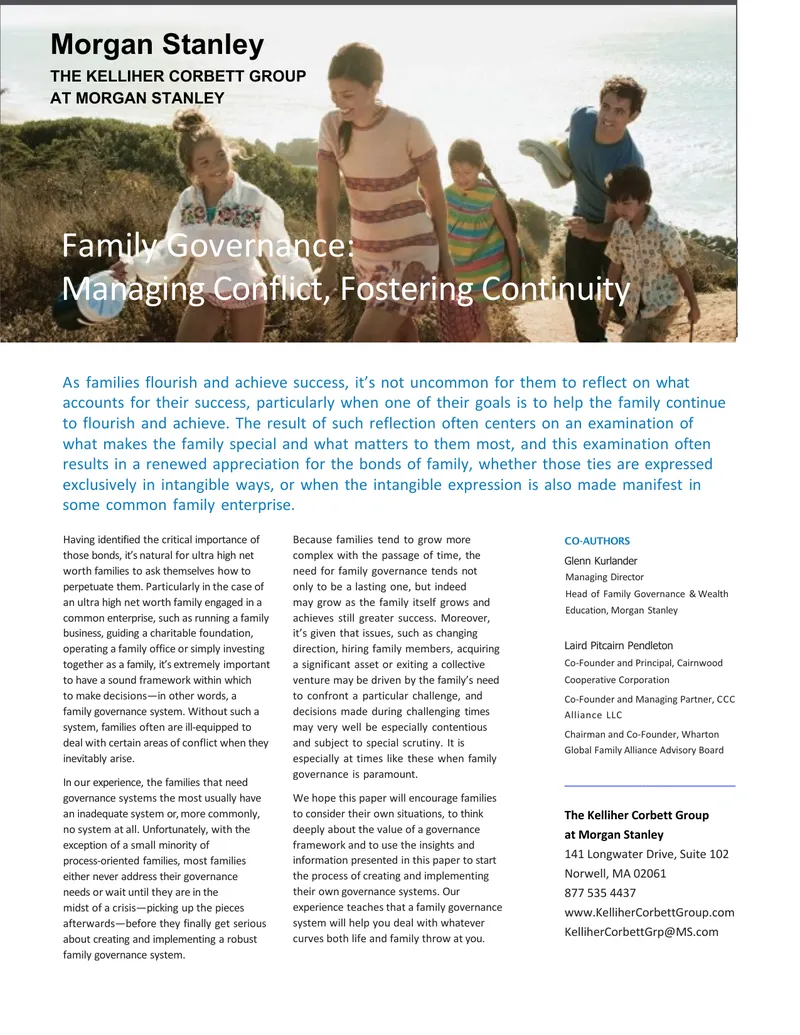 Family Governance Framework for Ultra High Net Worth Families