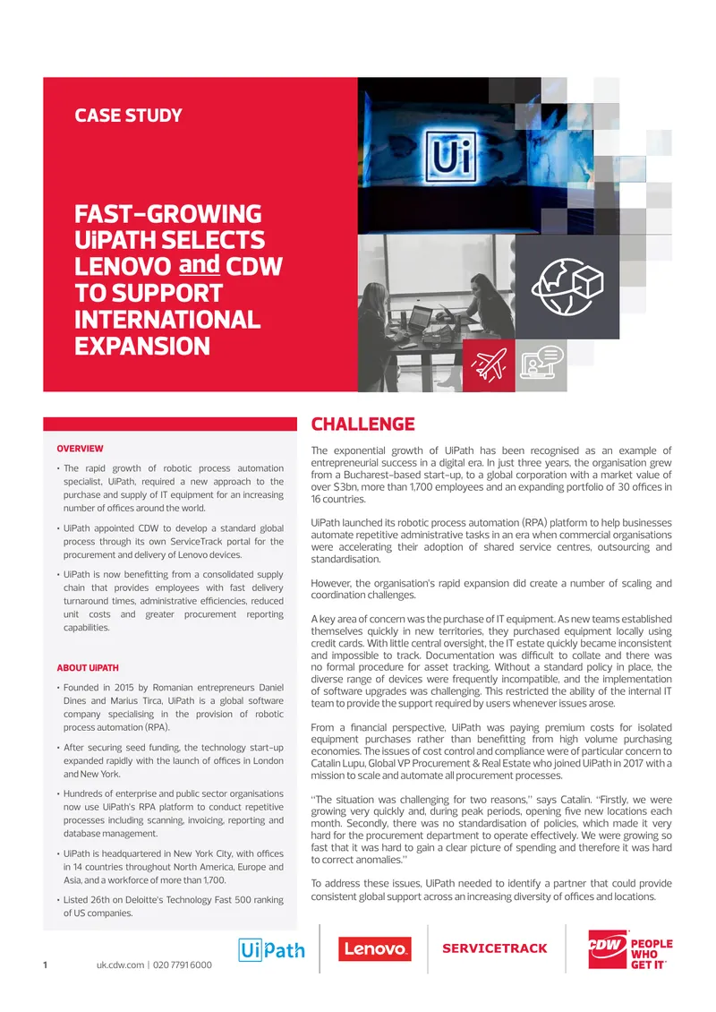 UiPath and CDW Partnership for IT Equipment Supply