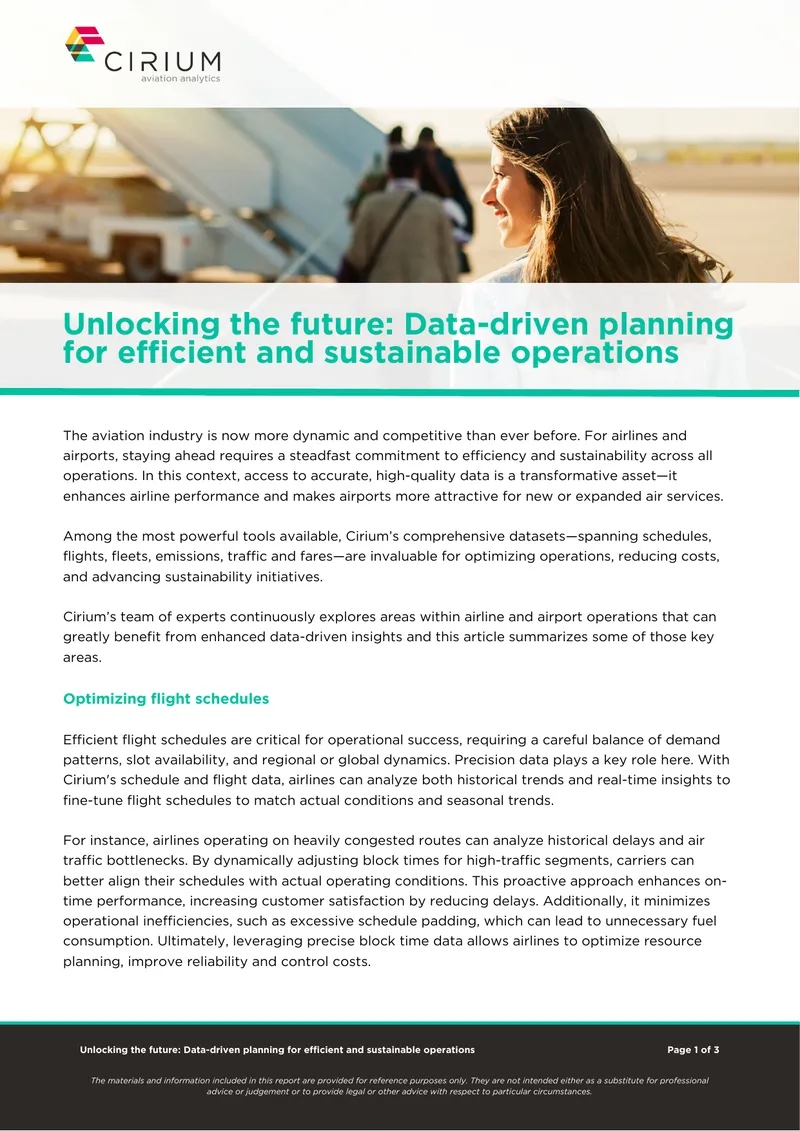 Data-Driven Planning for Efficient Aviation Operations