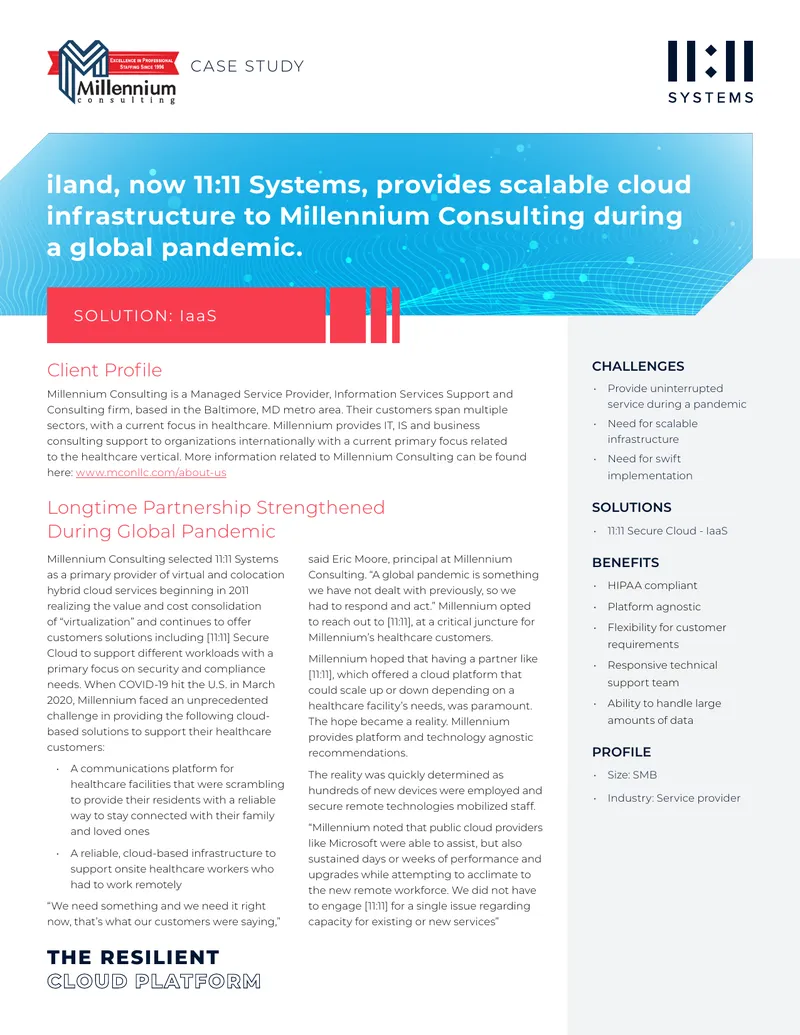 Millennium Consulting Case Study on Cloud Solutions