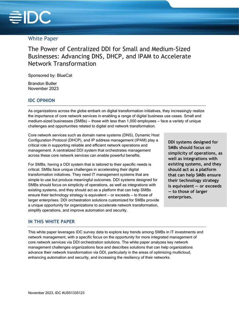 Centralized DDI Solutions for Small and Medium-Sized Businesses