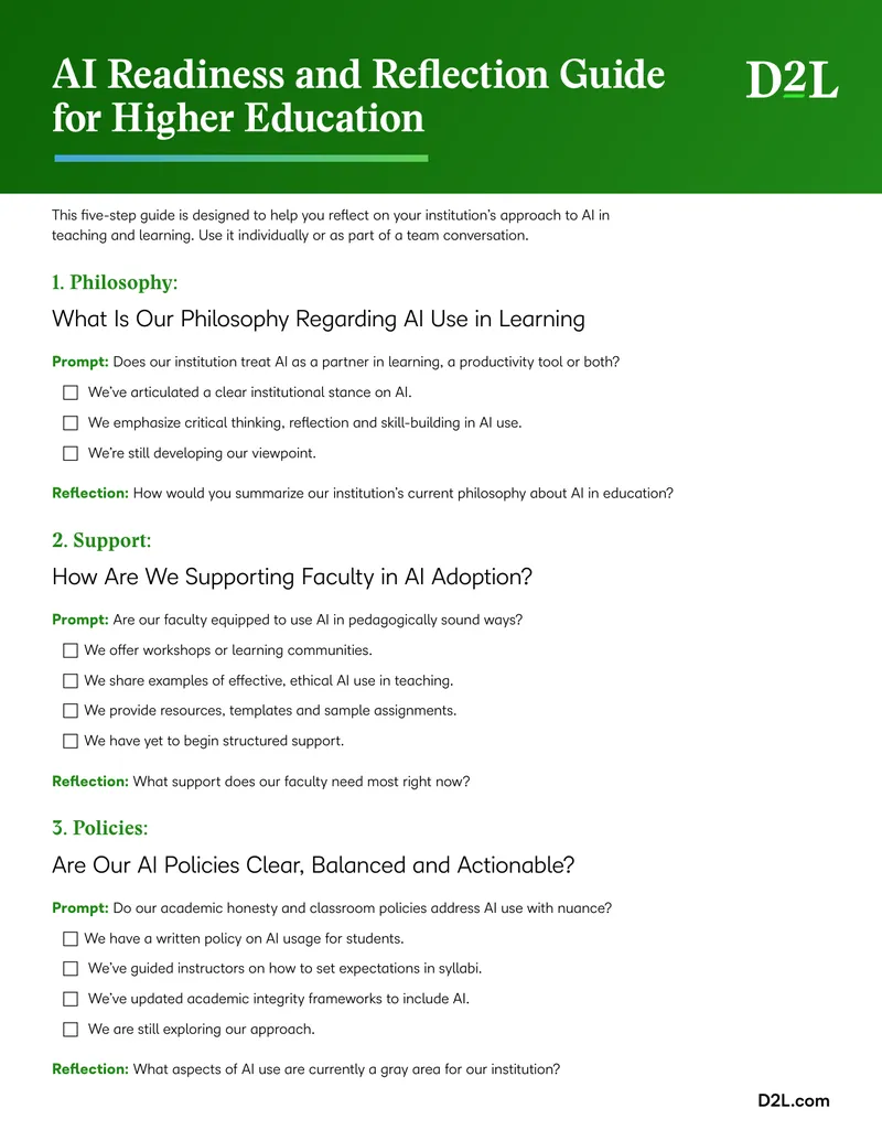 AI Readiness and Reflection Guide for Higher Education