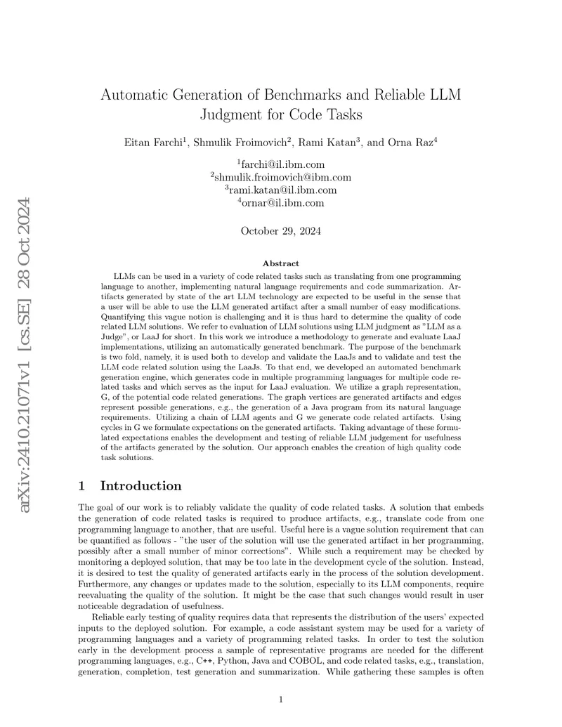 Automatic Benchmark Generation for LLM Code Tasks
