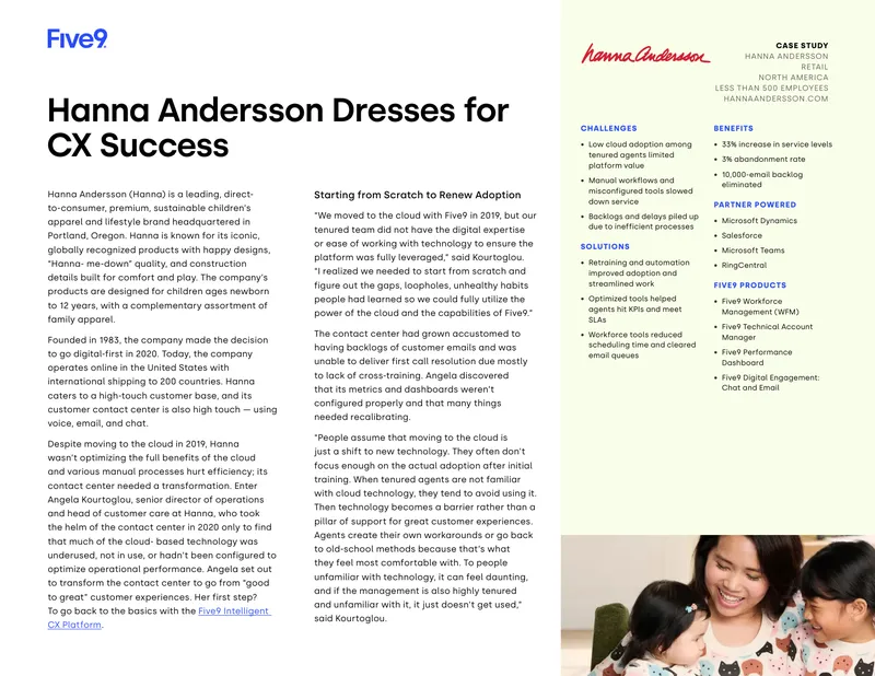 Hanna Andersson Contact Center Transformation Case Study