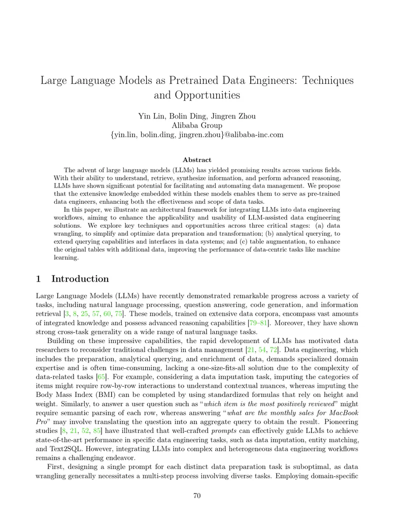 Large Language Models as Pretrained Data Engineers