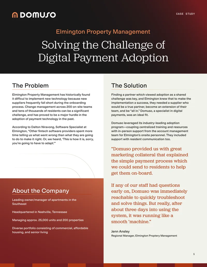 Digital Payment Adoption Case Study for Elmington Property Management