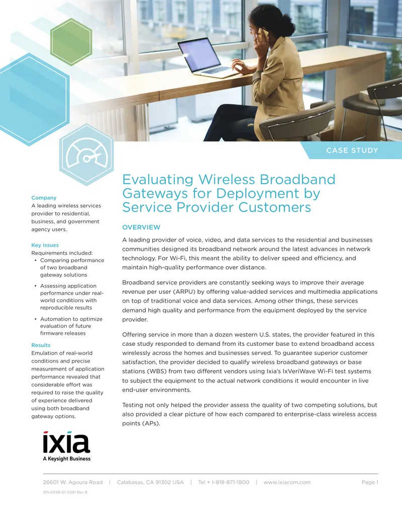 Evaluating Wireless Broadband Gateways for Service Providers