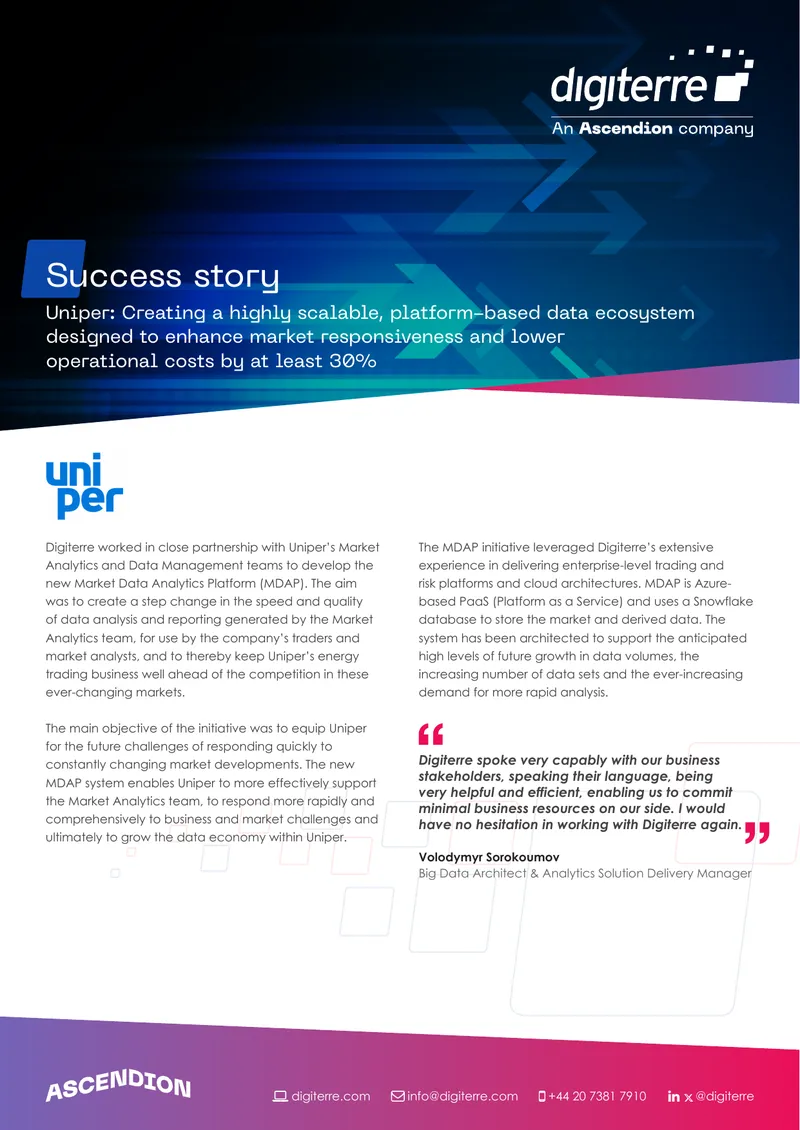 Uniper Market Data Analytics Platform Development