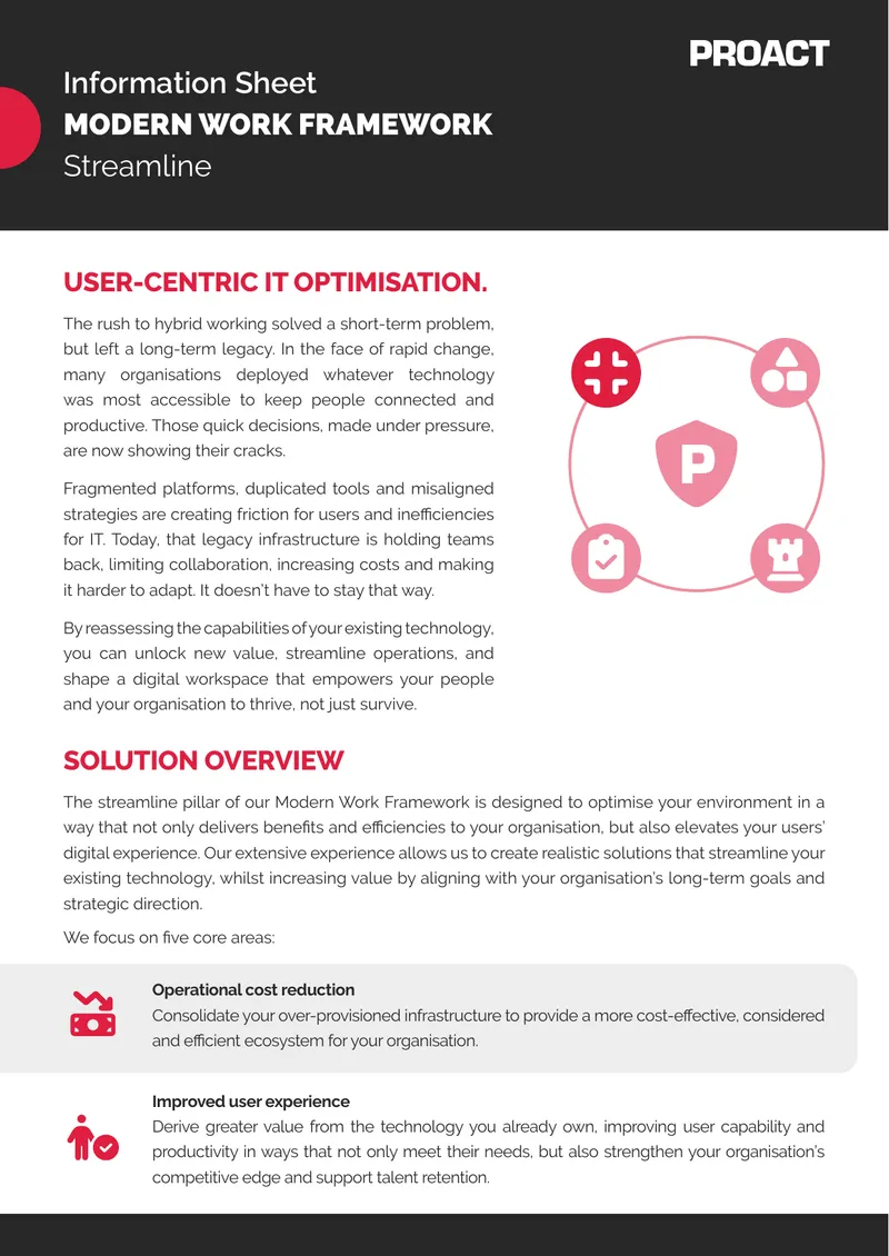 Modern Work Framework Streamline Information Sheet
