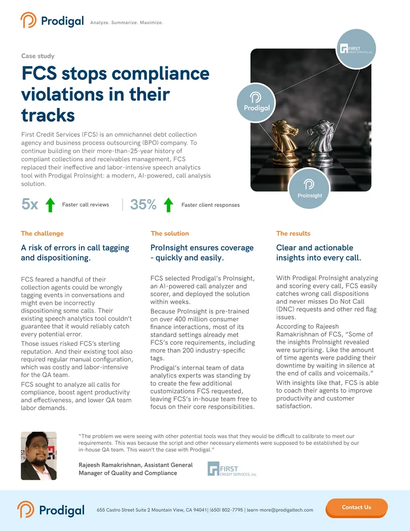 First Credit Services Compliance Improvement Case Study