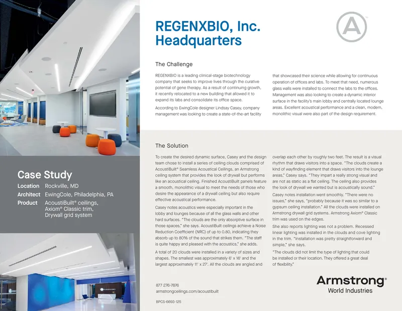 REGENXBIO Facility Design and Acoustical Solutions