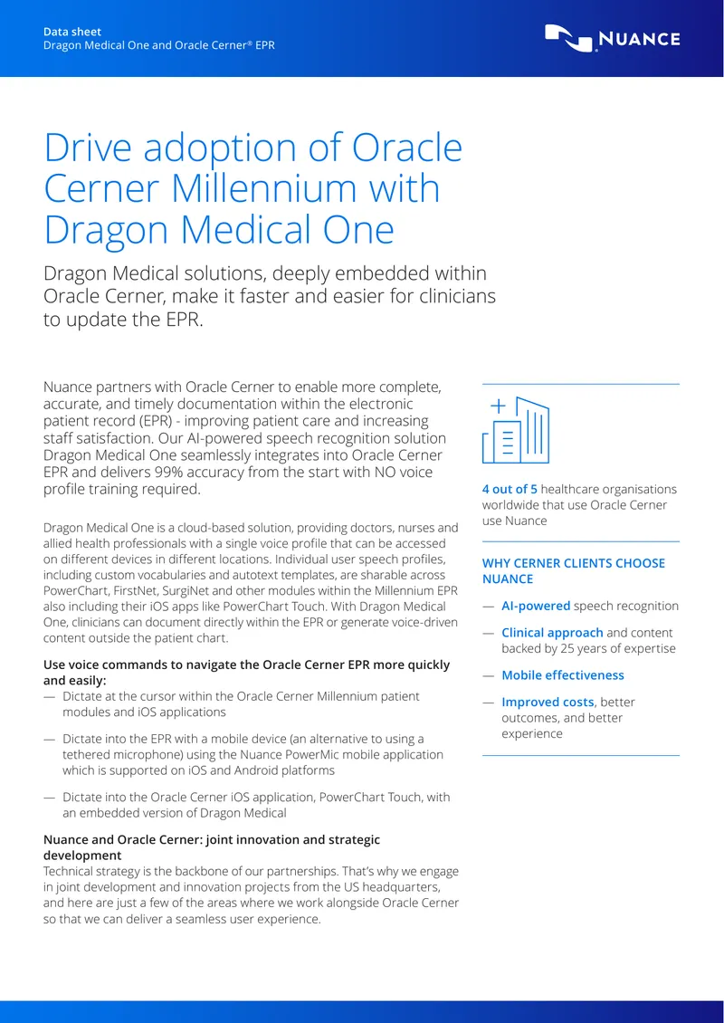 Dragon Medical One Integration with Oracle Cerner EPR