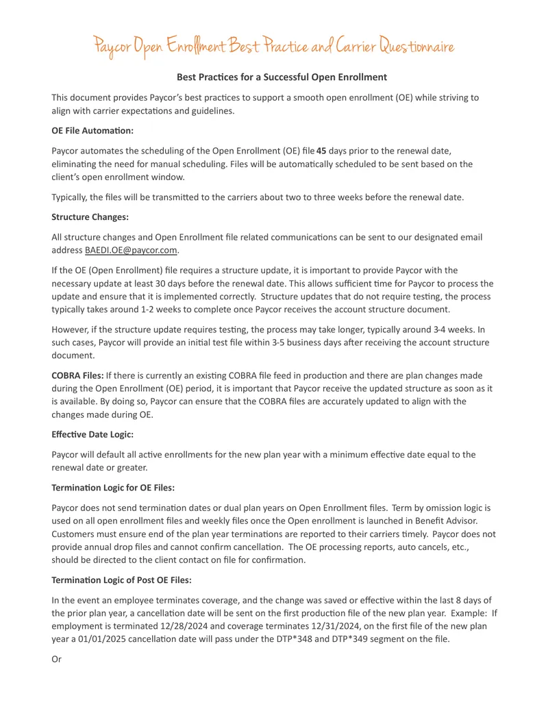 Paycor Open Enrollment Best Practices Guide