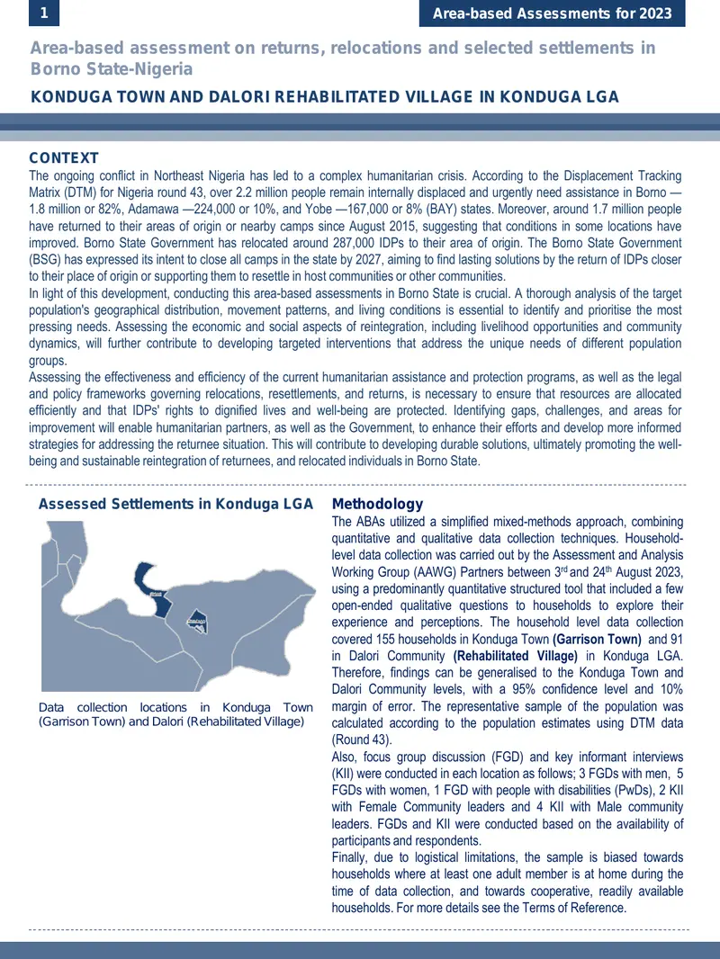 Area-based Assessment of Humanitarian Needs in Borno State
