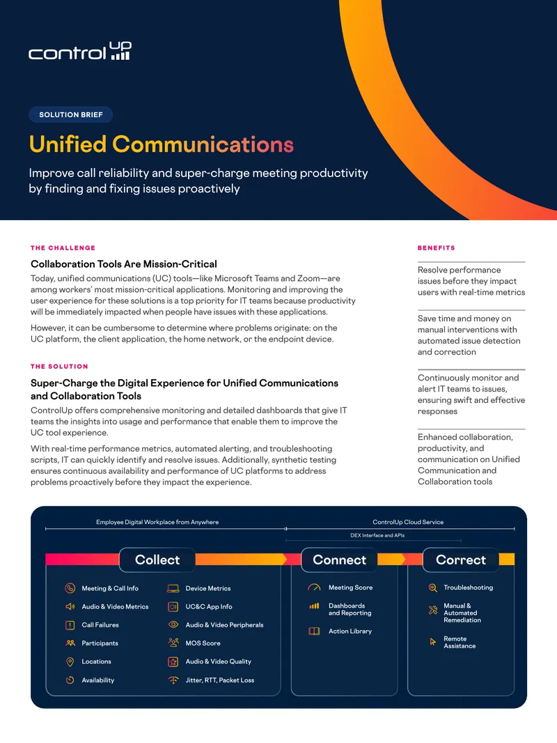 ControlUp Solution Brief for Unified Communications