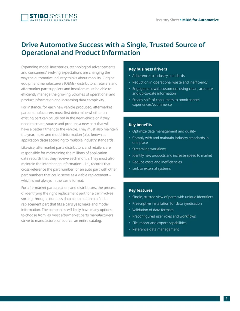 Master Data Management for Automotive Industry