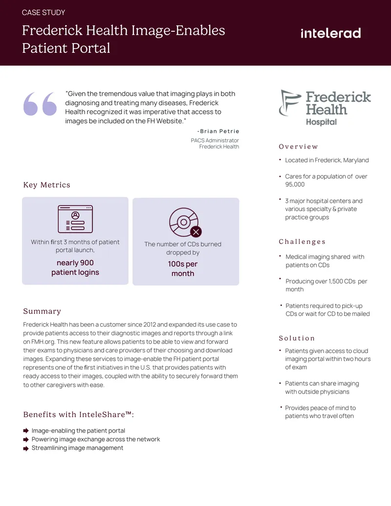 Frederick Health Patient Portal Image-Enabling Case Study