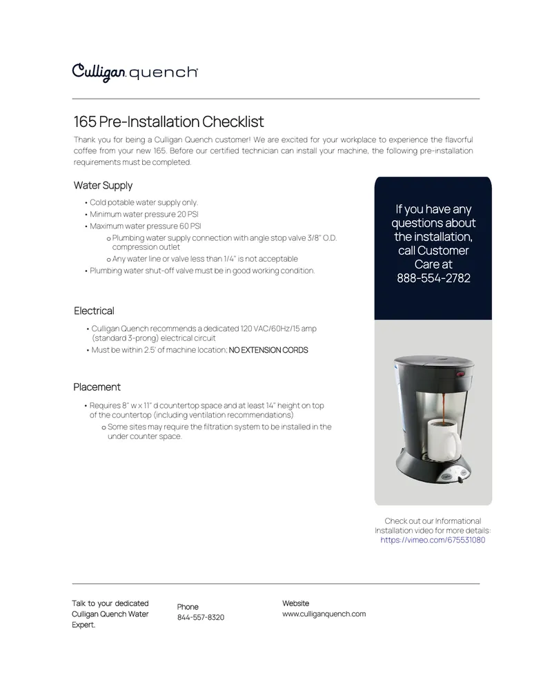 Culligan Quench Installation Standards Guide