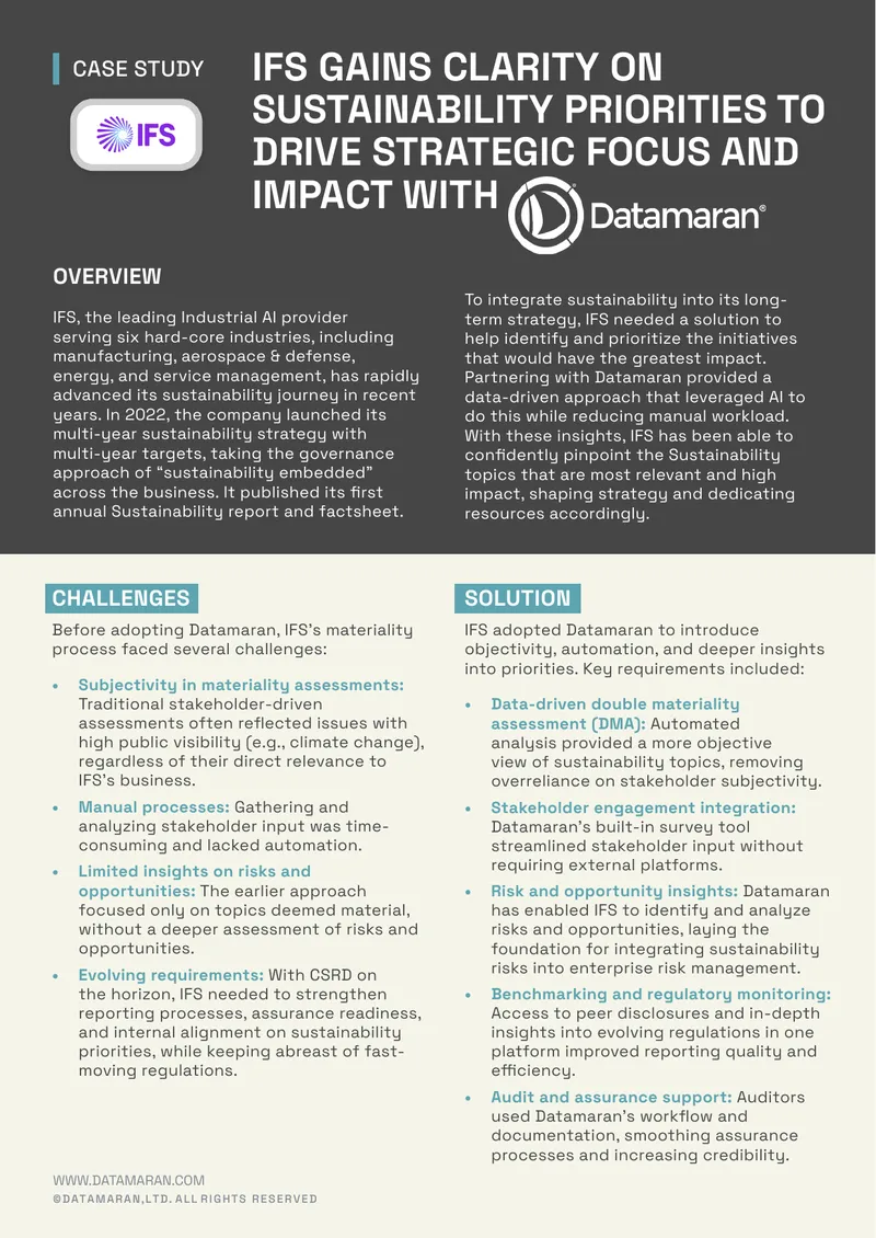 IFS Sustainability Strategy Implementation Case Study