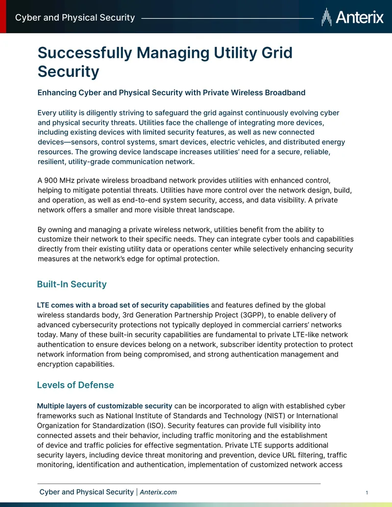 Enhancing Cyber and Physical Security with Private Wireless Broadband