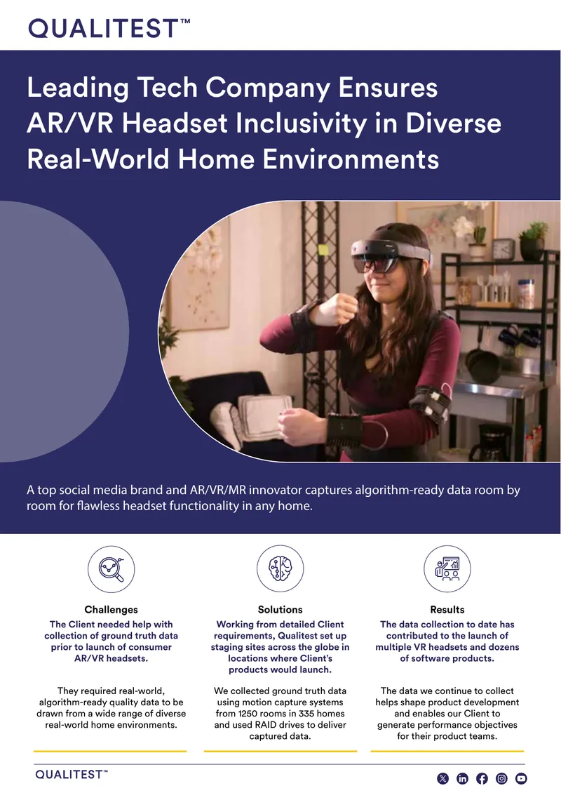 Data Collection for AR/VR Headset Performance Evaluation