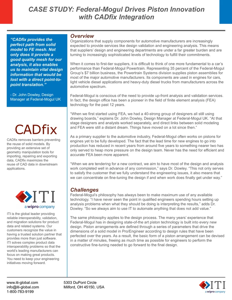 Federal-Mogul Piston Innovation Case Study