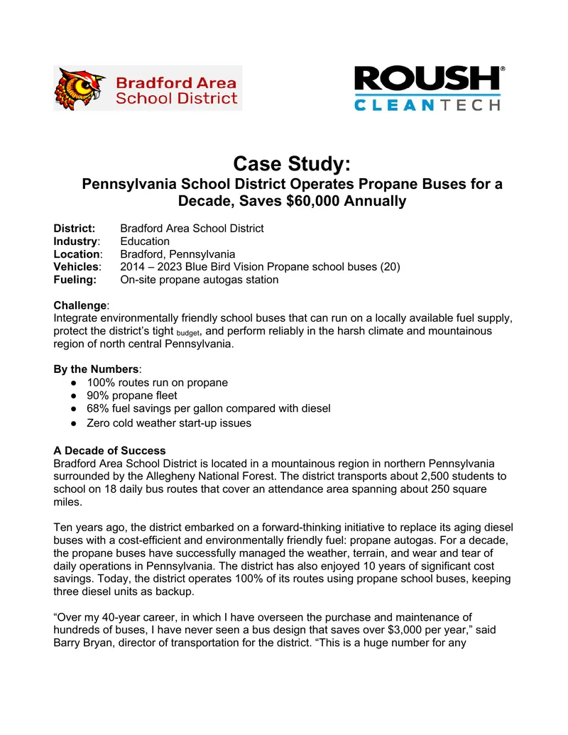 Case Study on Propane Bus Implementation in Schools