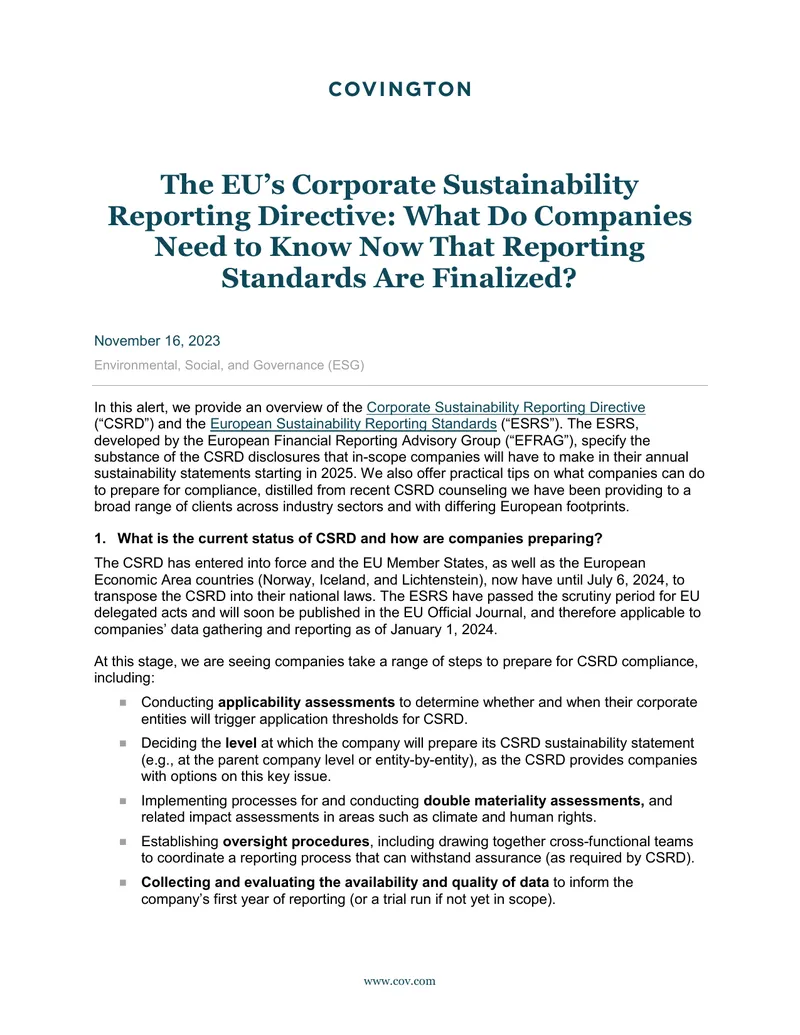 Corporate Sustainability Reporting Directive Overview