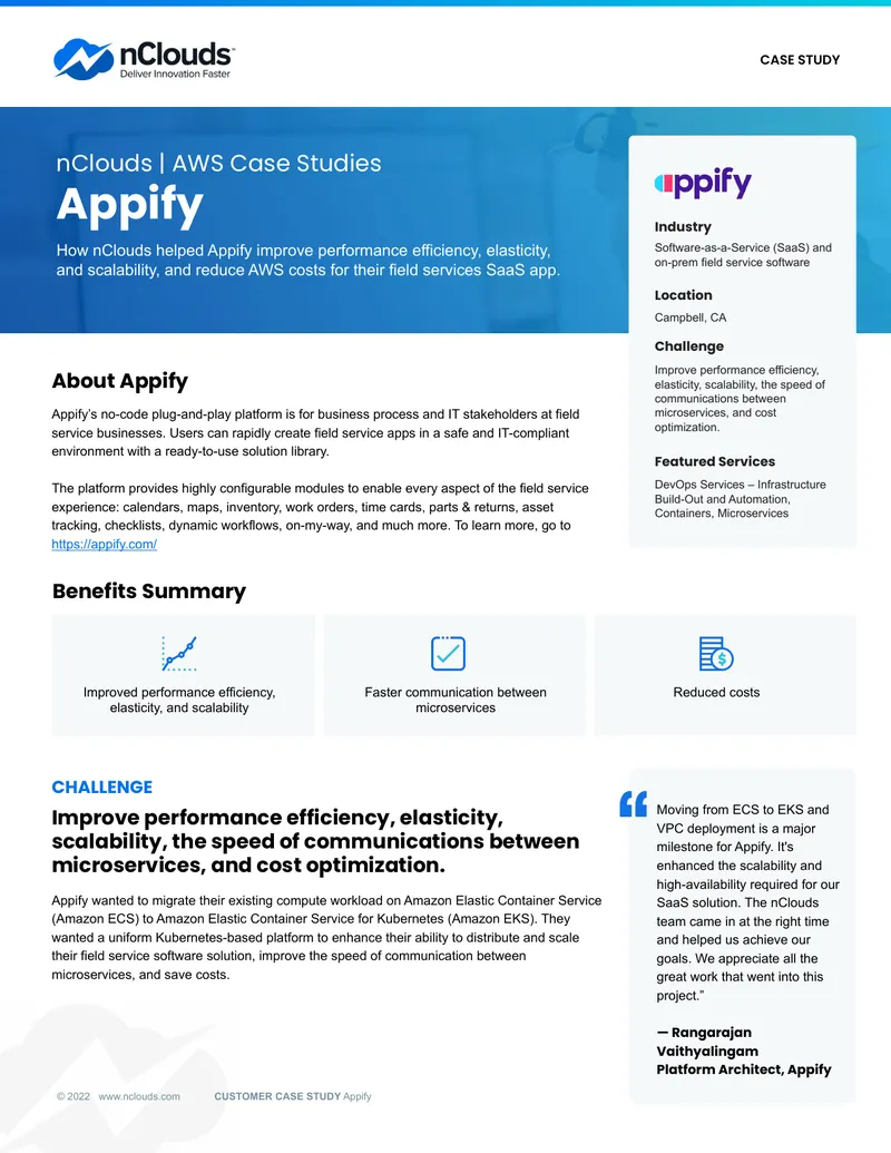 Appify Migration to Amazon EKS Case Study