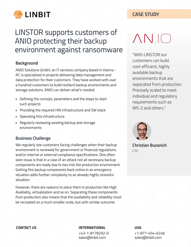 LINSTOR Backup Environment Case Study