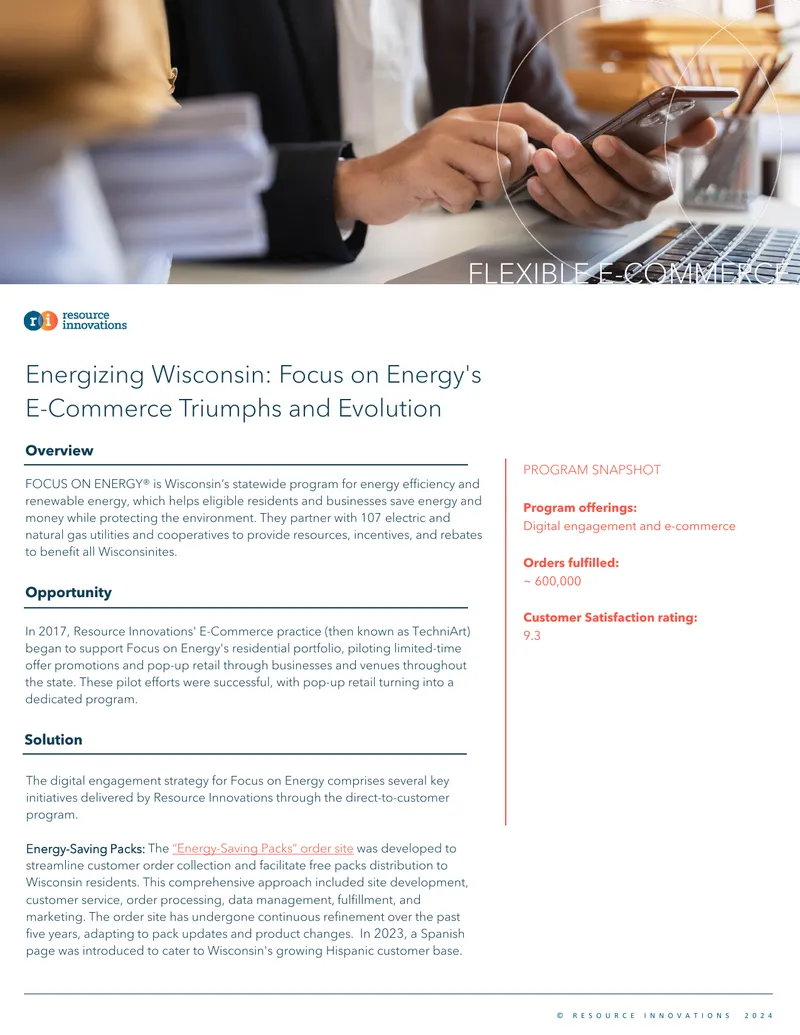 Focus on Energy E-Commerce Strategy Overview