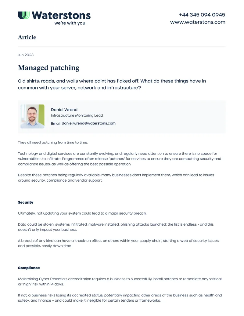 Managed Patching for Business Systems