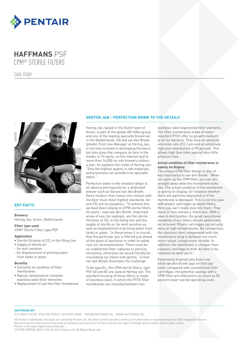 Hertog Jan Brewery Case Study on Filtration