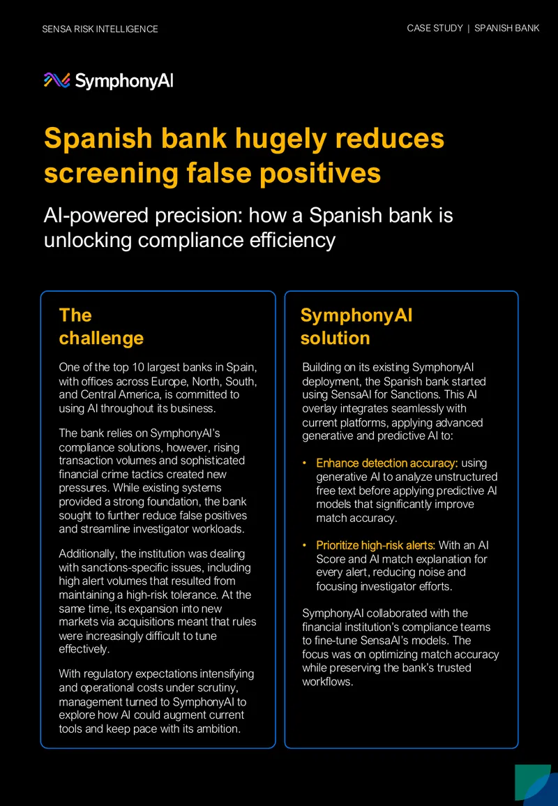 Spanish Bank Reduces Screening False Positives with AI