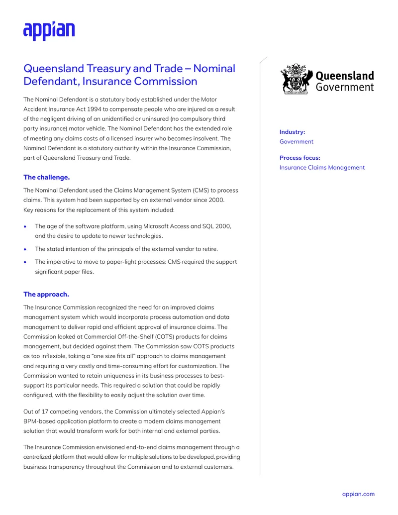 Claims Management System Implementation for Nominal Defendant