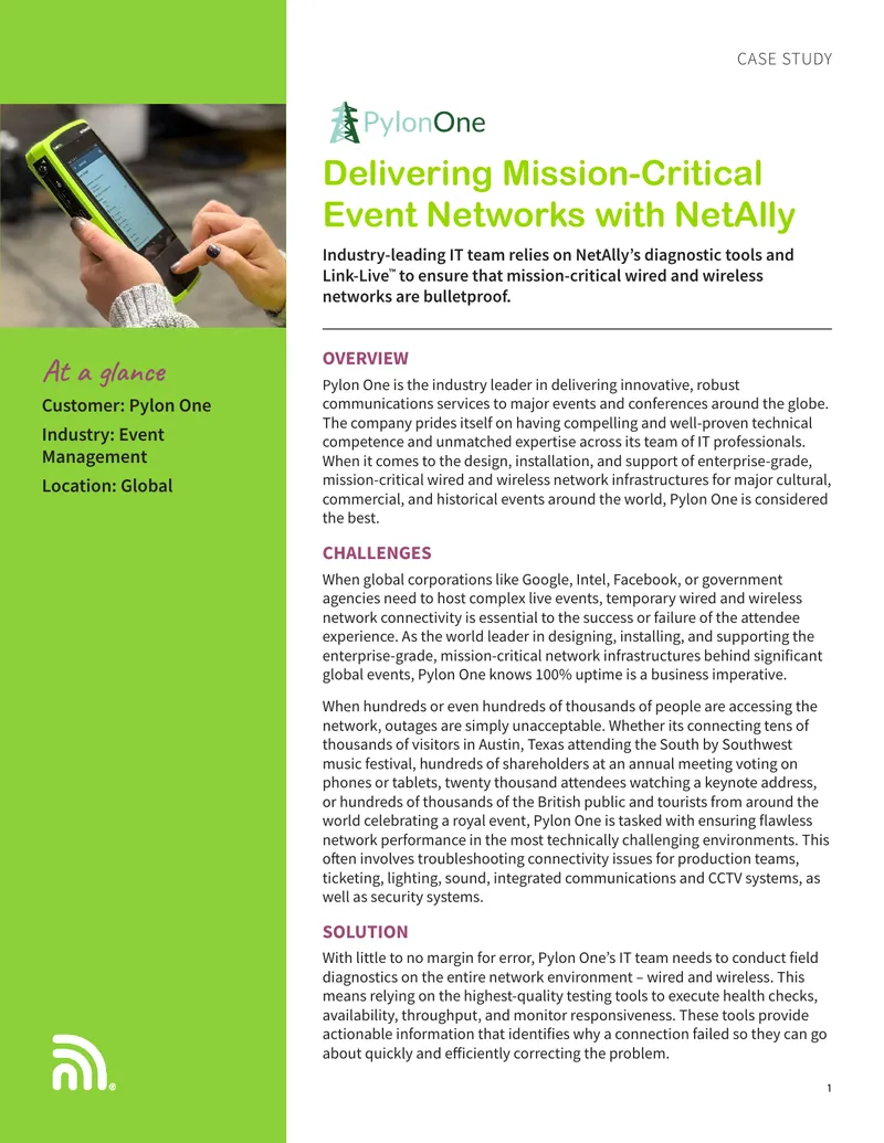 Pylon One Case Study on NetAlly Tools
