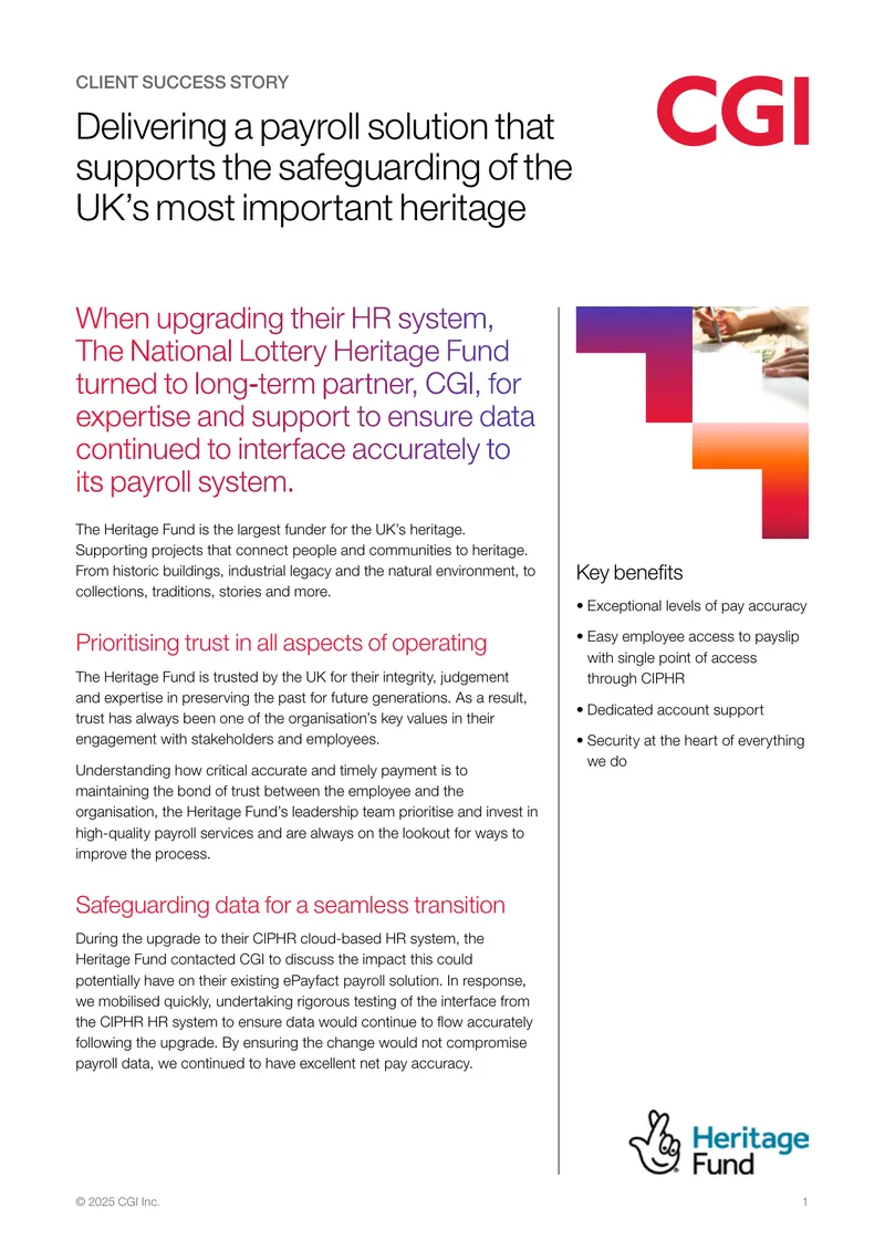 Payroll System Upgrade for National Lottery Heritage Fund