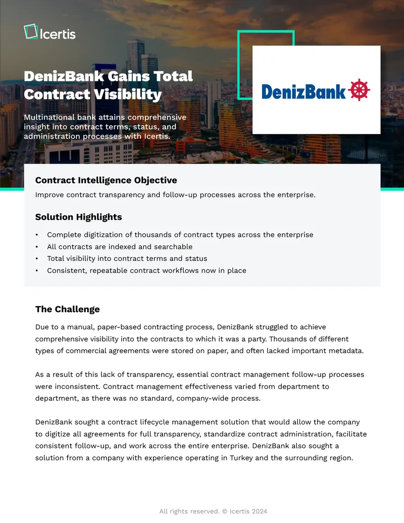 DenizBank Contract Management Solution Implementation