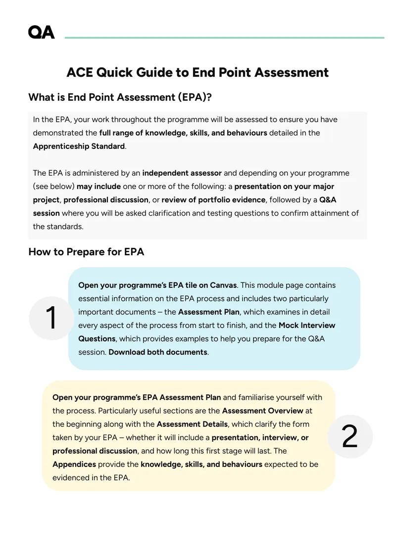 ACE Quick Guide to End Point Assessment