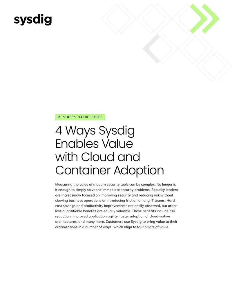 Business Value Brief on Sysdig for Cloud Adoption