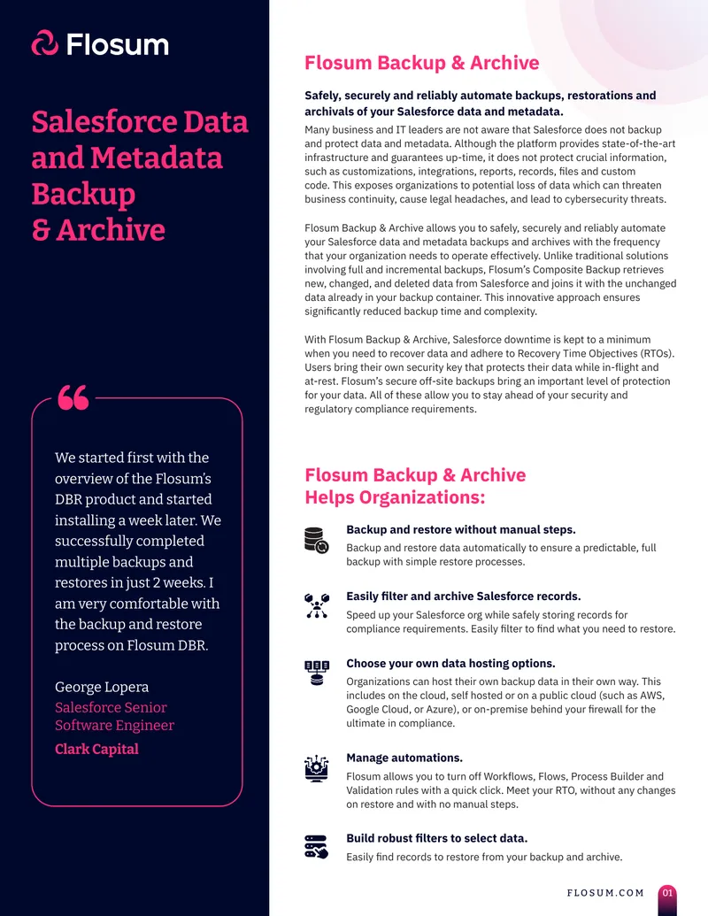 Flosum Backup and Archive Solution Overview