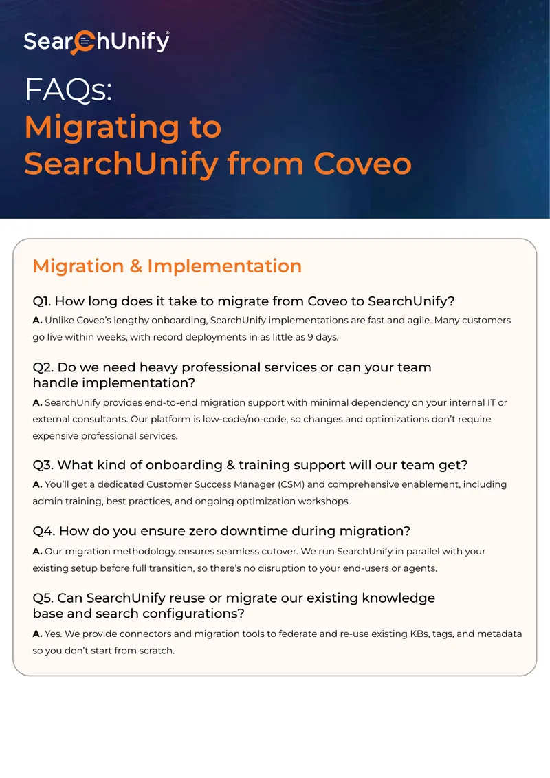 FAQs on Migrating to SearchUnify from Coveo