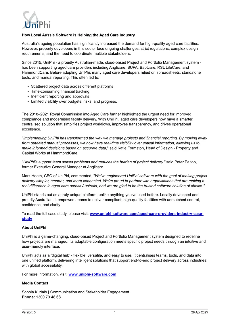 Local Software Solutions for Aged Care Industry