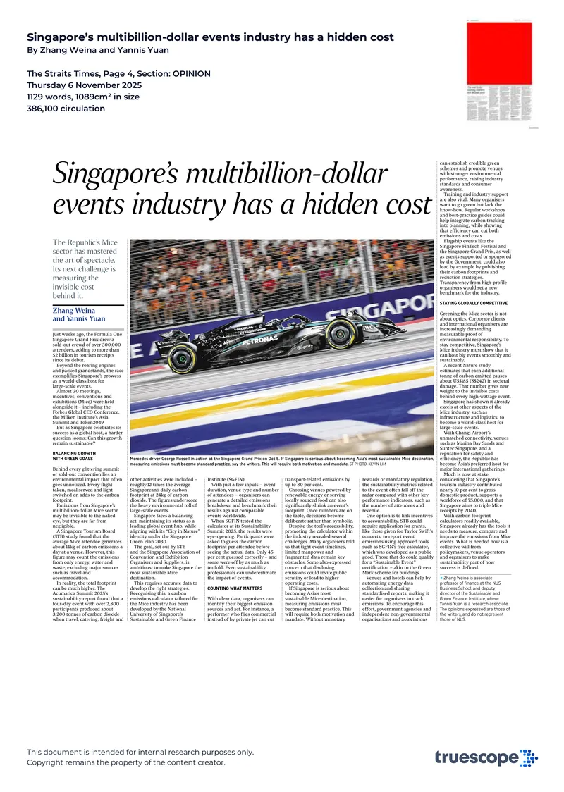 Sustainability Challenges in Singapore's Mice Sector