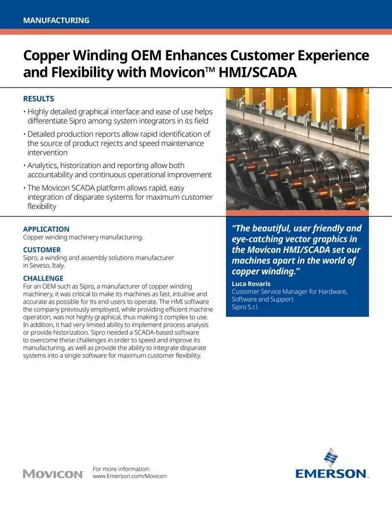 Copper Winding OEM Enhances Customer Experience with Movicon HMI/SCADA