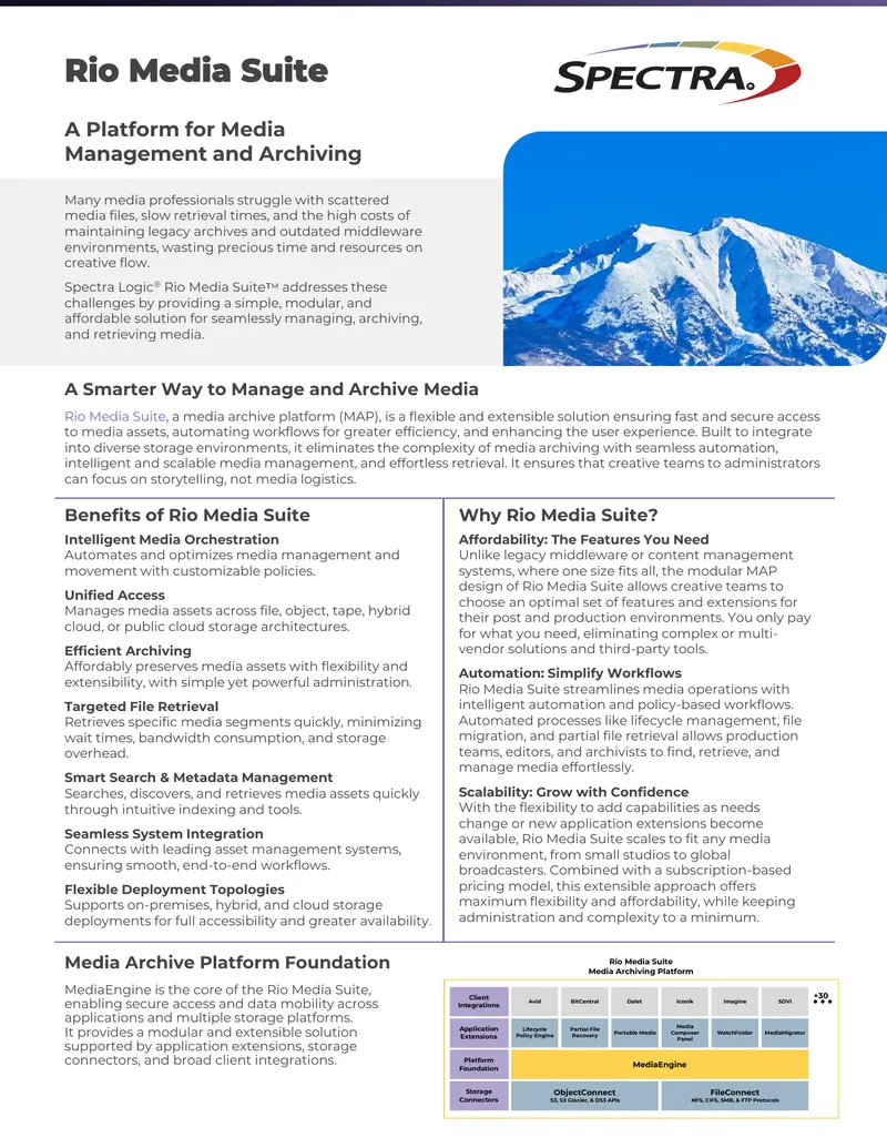 Rio Media Suite Media Management Solution