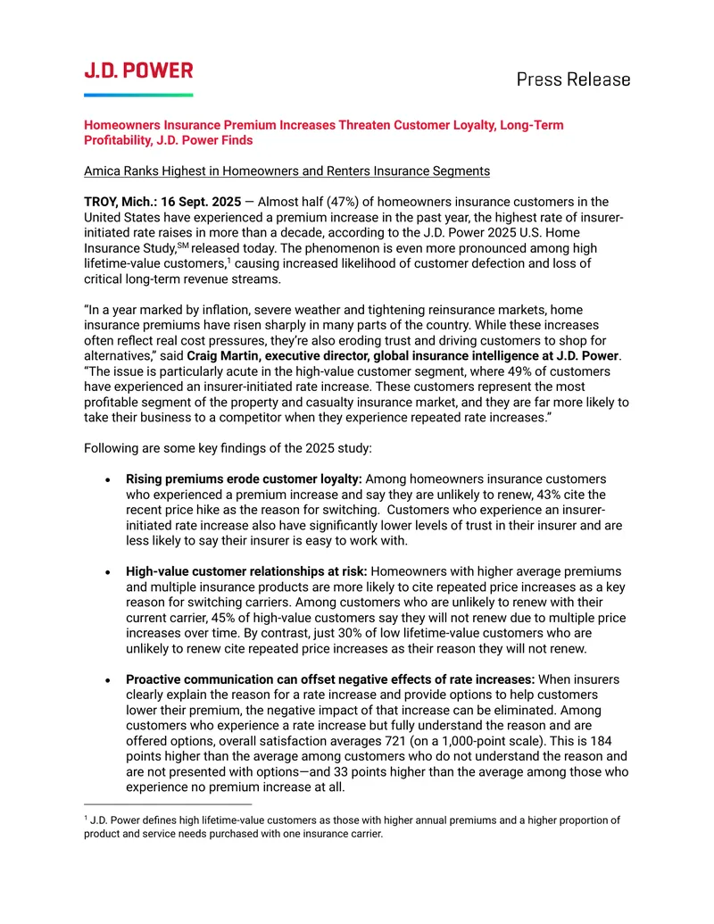 Homeowners Insurance Premium Increases and Customer Loyalty
