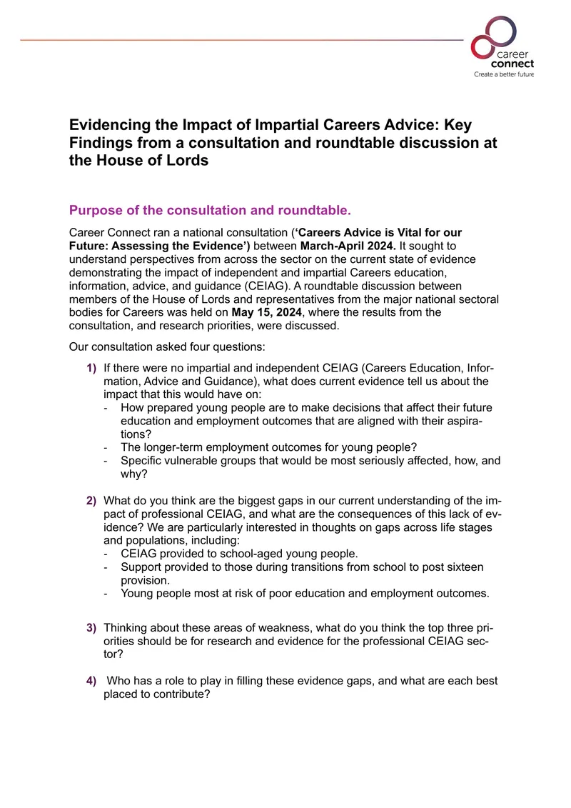 Evidencing the Impact of Impartial Careers Advice preview page 1
