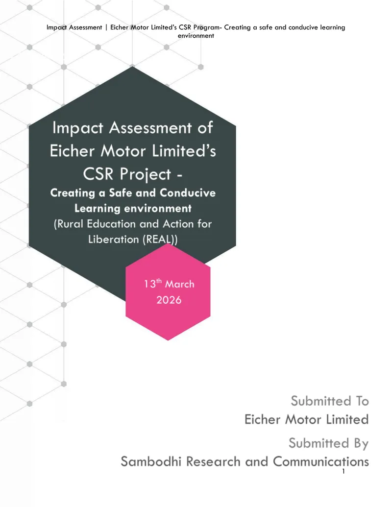 Impact Assessment of Eicher Motor Limited's CSR Program