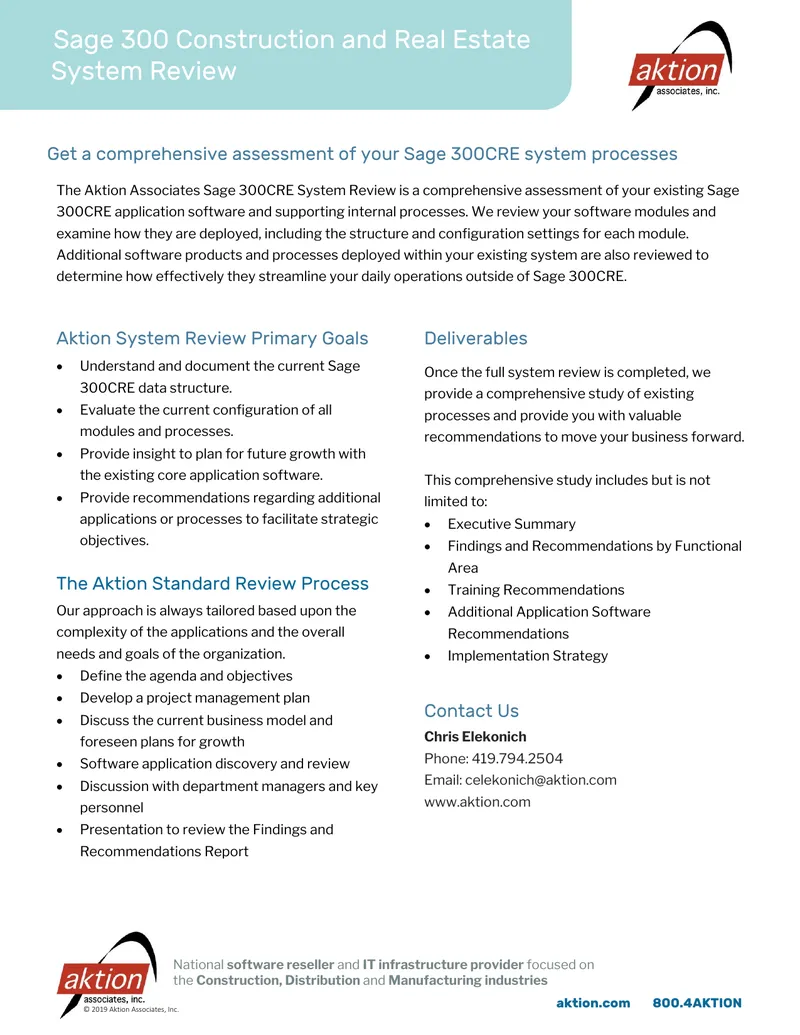 Sage 300CRE System Review Assessment Guide